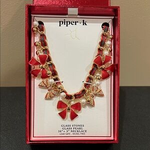 Piper K | Christmas Plaid Bow Charm Necklace 🎄